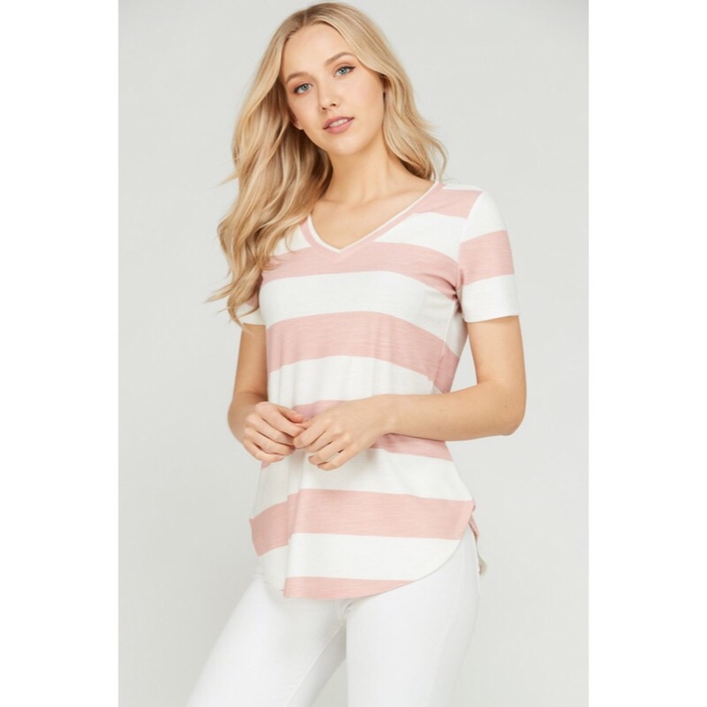 V neck stripe print top - Picture 6 of 6